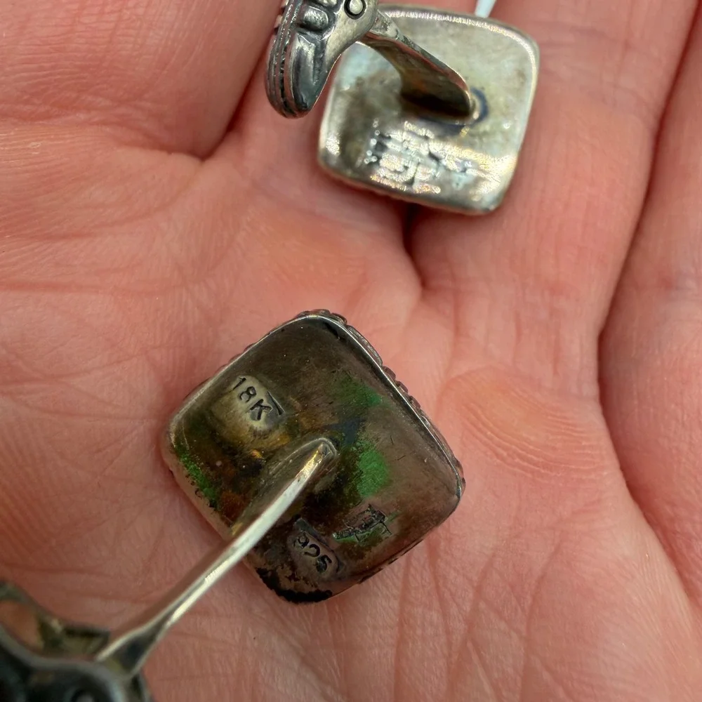 John Hardy 18K Gold & 925 Sterling Silver Woven Square Cufflinks Cuff Links